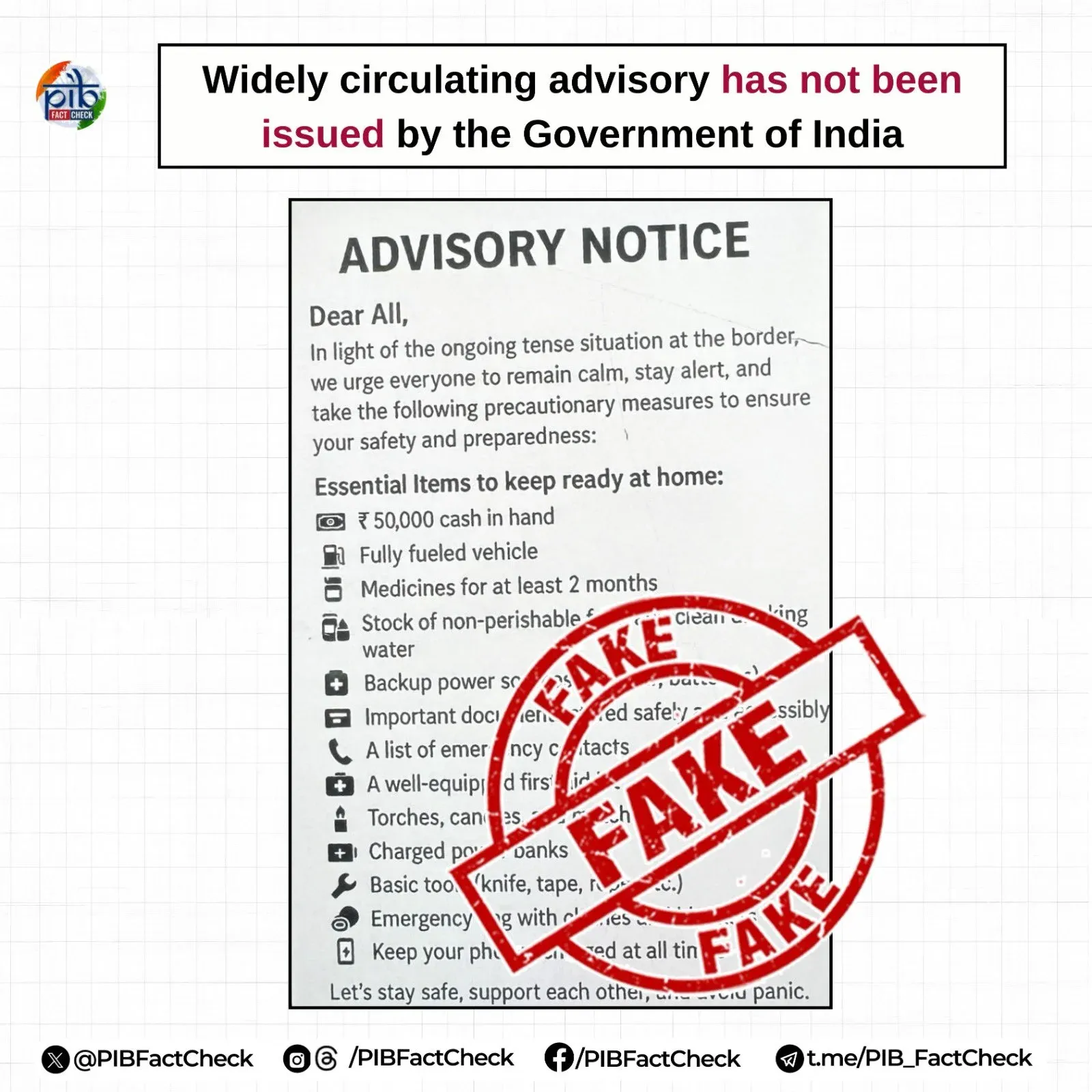 Did PIB Flag a Fake Advisory After 'Operation Sindoor'?