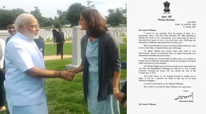 PM Modi Sends Letter to Celebrate Sunita Williams' Homecoming