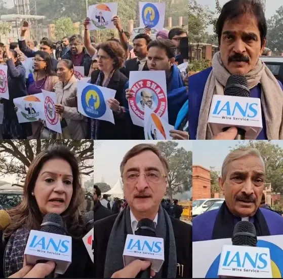 Protest March by INDIA Bloc Against Amit Shah's Controversial Remarks on Ambedkar