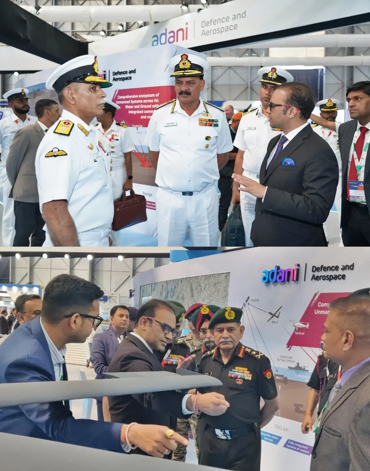 Visit of Army and Navy Chiefs to Adani Defence and Aerospace at Aero India 2025