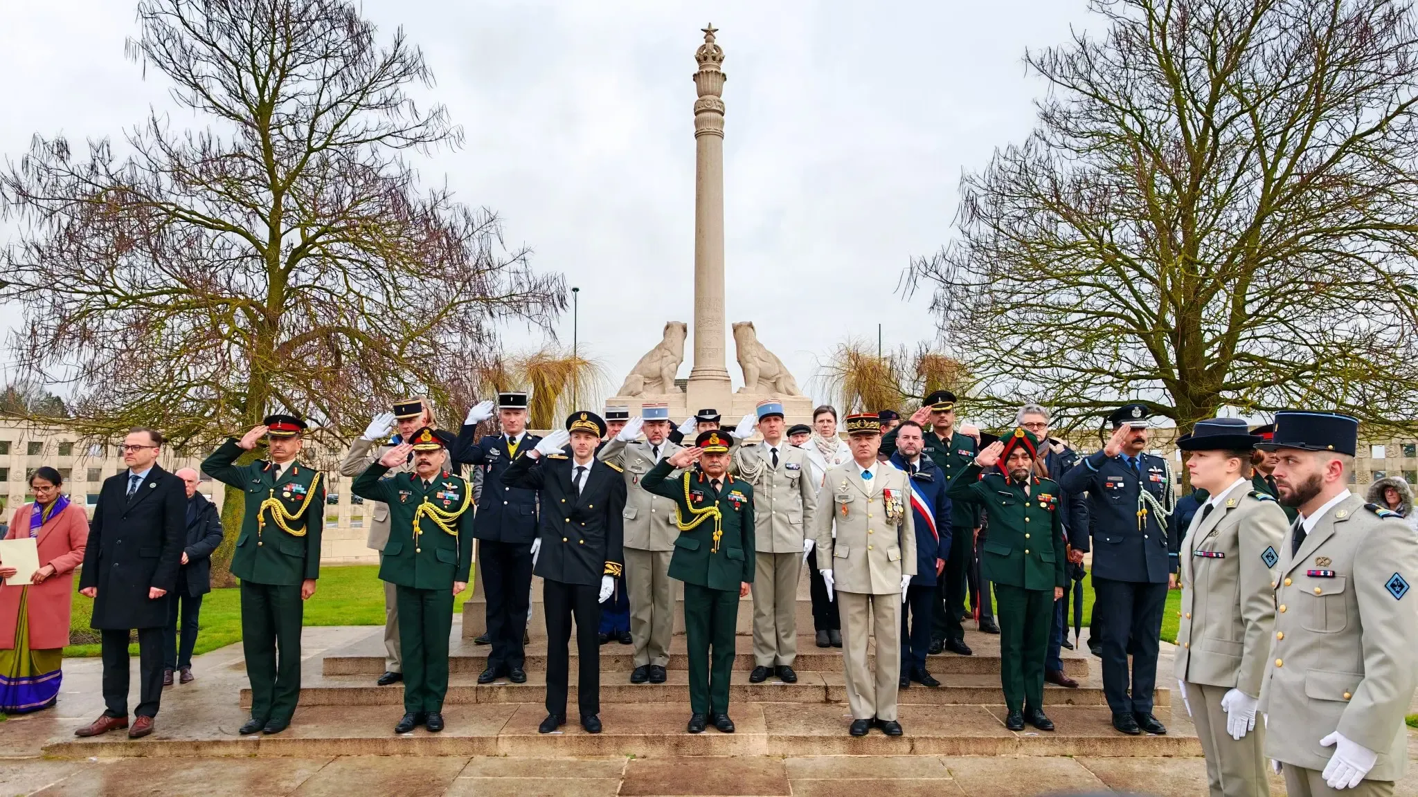 General Upendra Dwivedi Honors Indian Soldiers at War Memorial in France