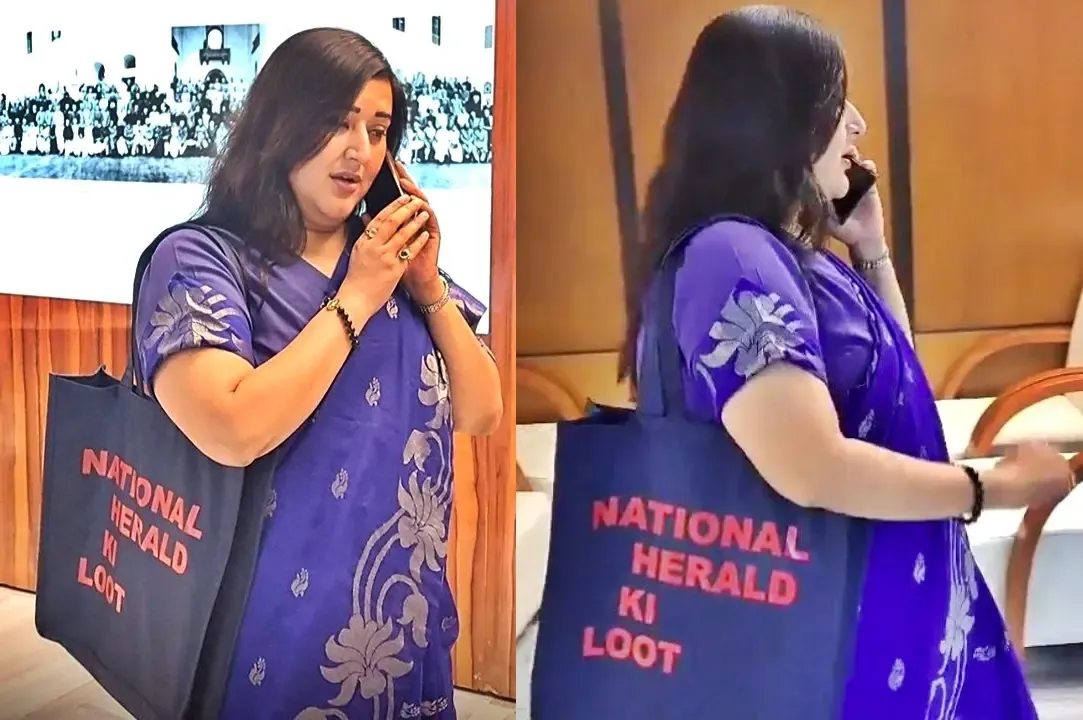 Bansuri Swaraj Makes Headlines at JPC Meeting with 'National Herald Ki Loot' Bag Targeting Gandhis