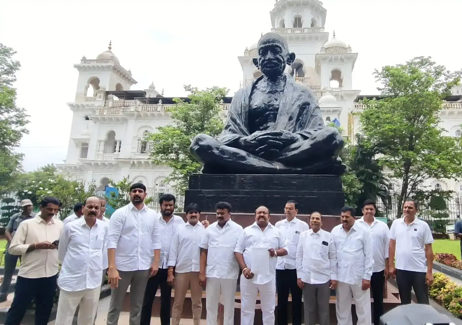 Why Did BRS MLAs Submit a Petition at Gandhi Statue Regarding Disqualification?