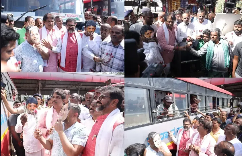 Karnataka BJP Protests Fare Increase by Distributing Roses to Male Commuters