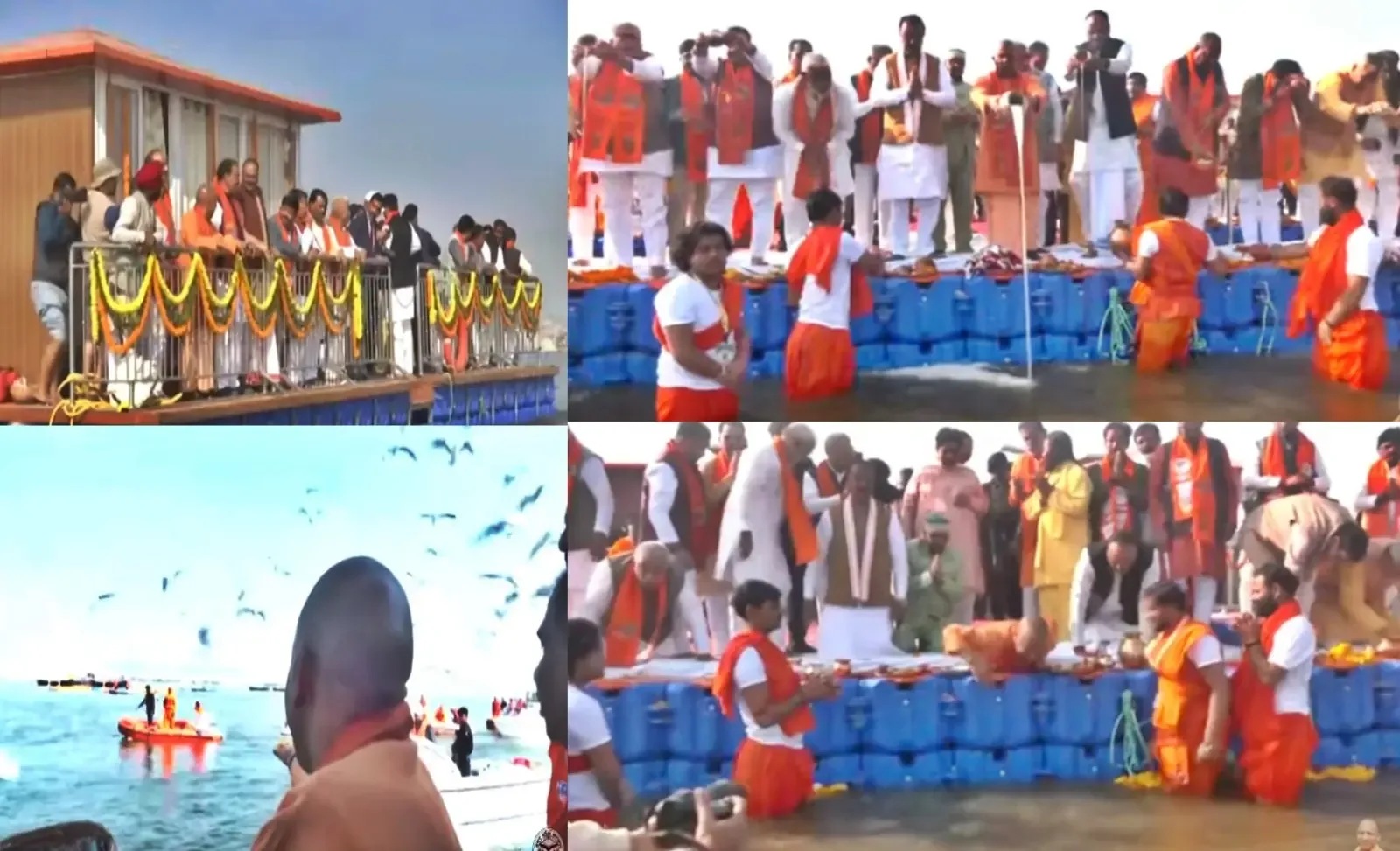Yogi Adityanath and Cabinet Bathe in Triveni Sangam