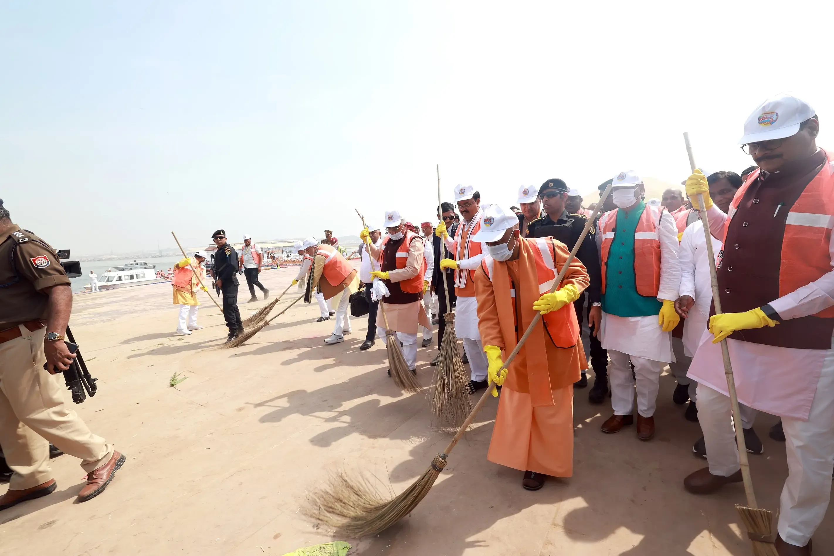 CM Yogi Initiates Cleanliness Campaign at Sangam Post Maha Kumbh Conclusion