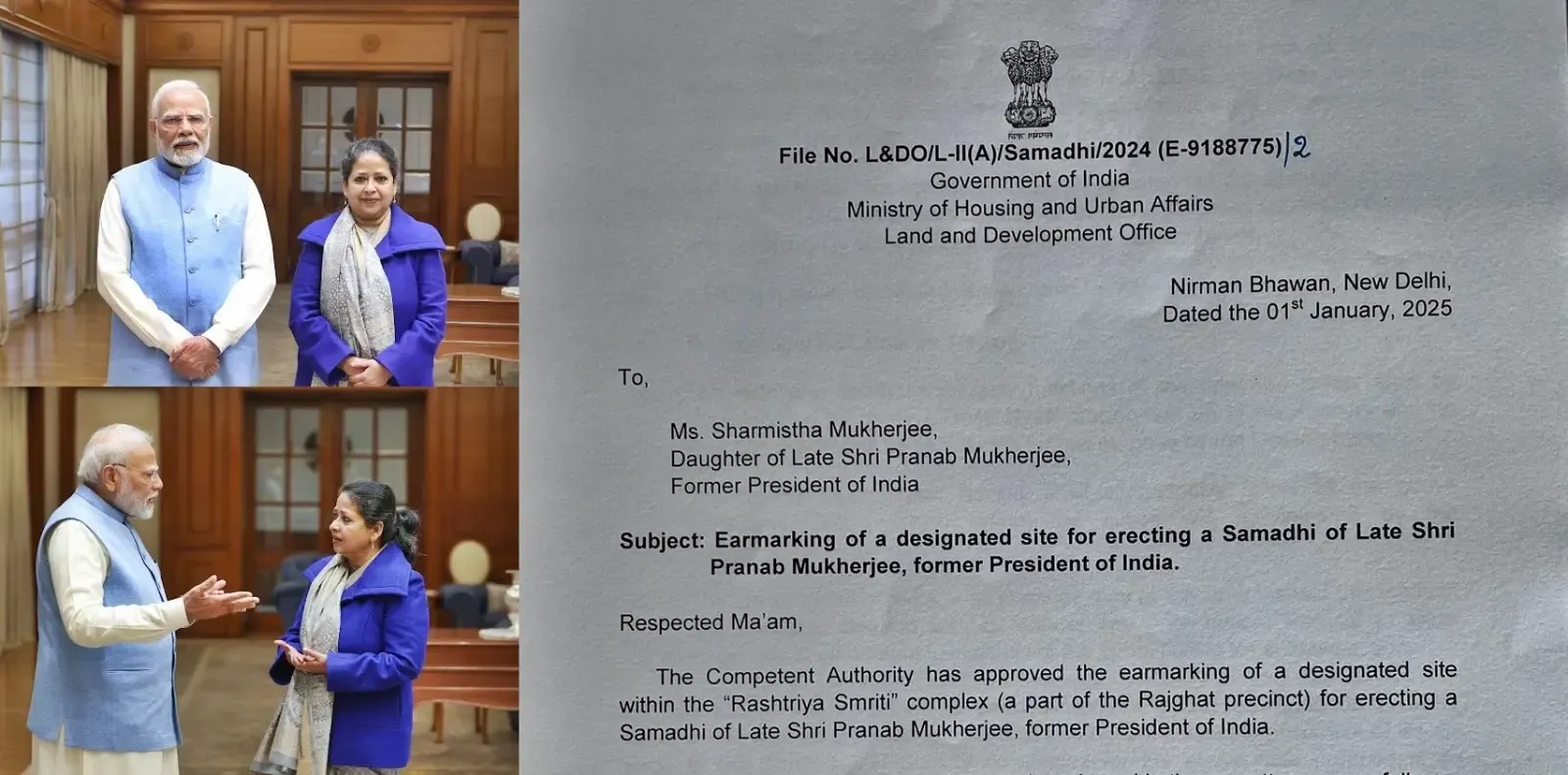 Daughter of Pranab Mukherjee Reveals Government Approval for Memorial, Expresses Gratitude to PM Modi