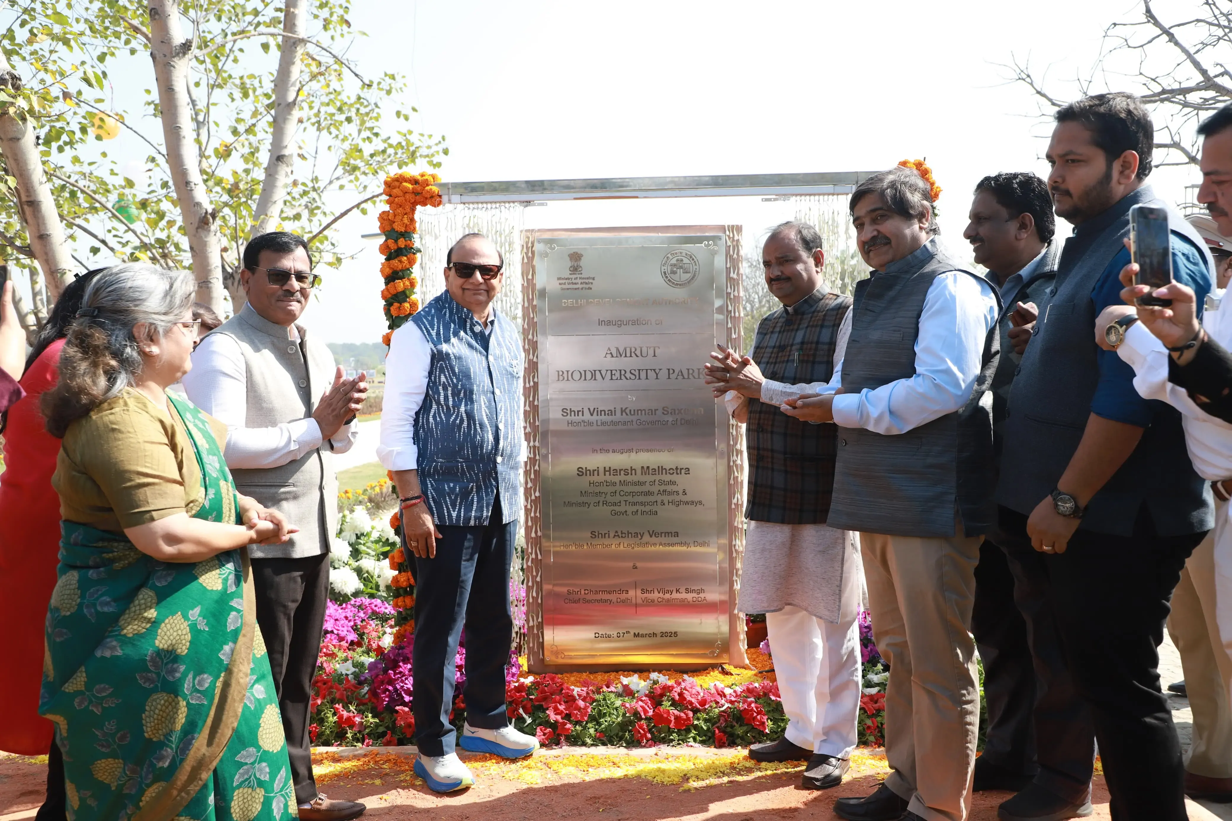 Delhi's Lieutenant Governor Unveils Amrut Biodiversity Park on Yamuna Floodplains Near CWG Village