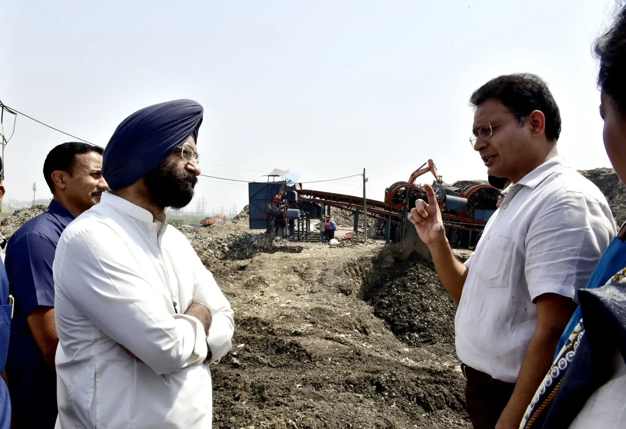 Delhi Minister Sirsa Evaluates Waste Management at Ghazipur Landfill