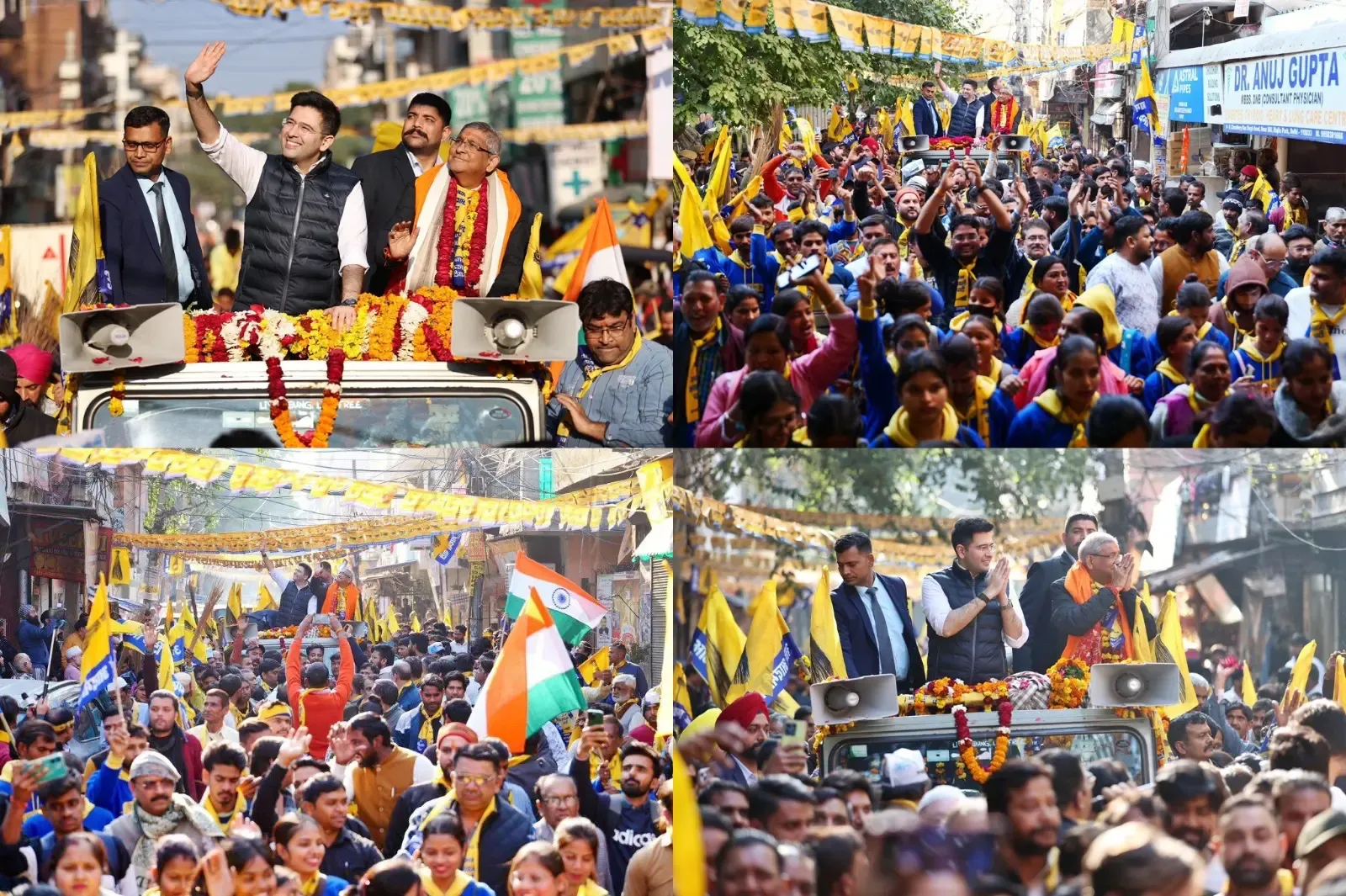 Delhi Elections: Raghav Chadha Conducts Enthusiastic Road Show in Adarsh Nagar
