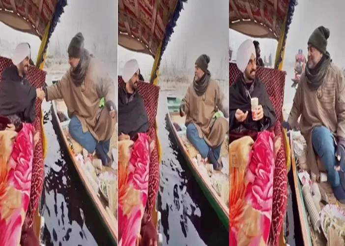Diljit Dosanjh Enjoys Tranquility on Dal Lake: Savoring Kahwa and the Splendor of Kashmir