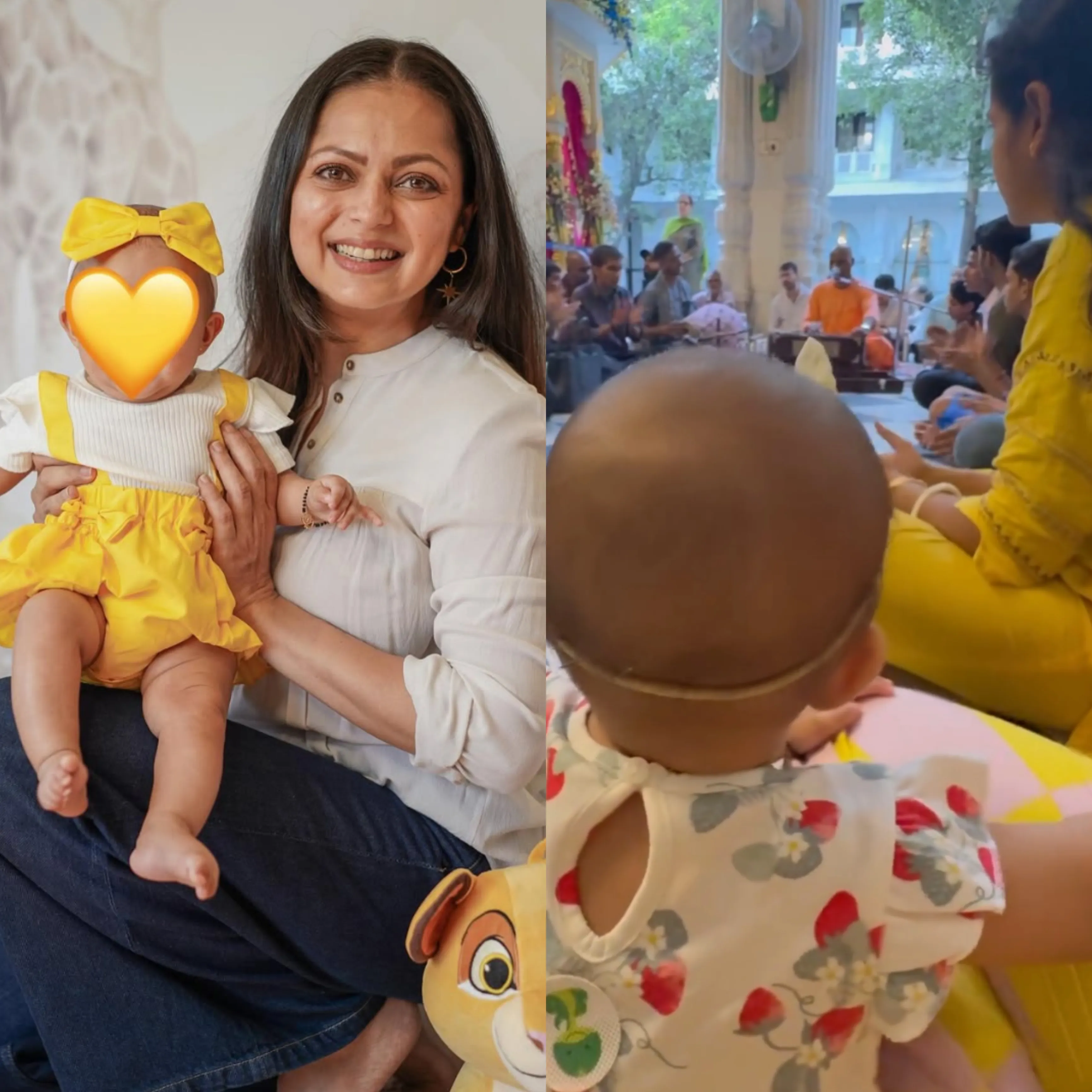 Drashti Dhami and Her Daughter Kirtan at Iskon Temple