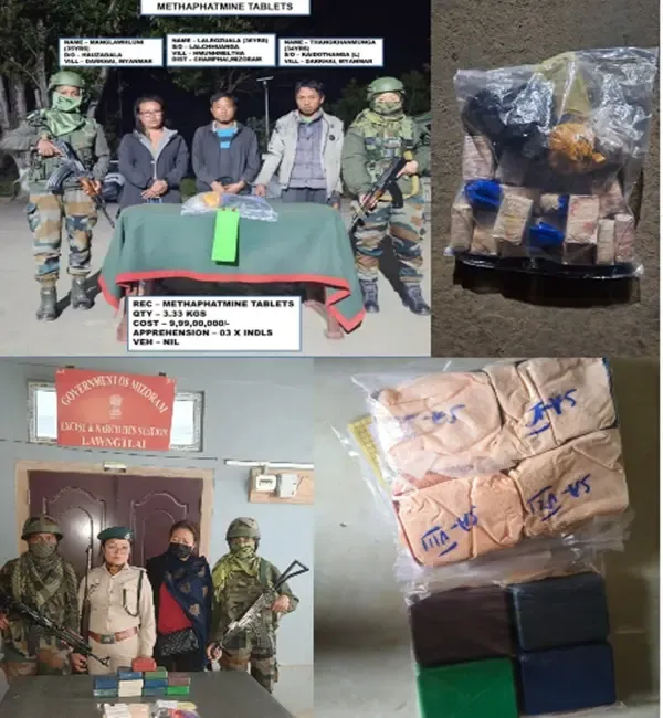 Mizoram Authorities Confiscate Drugs Valued at Rs 10.80 Crore, Four Arrested
