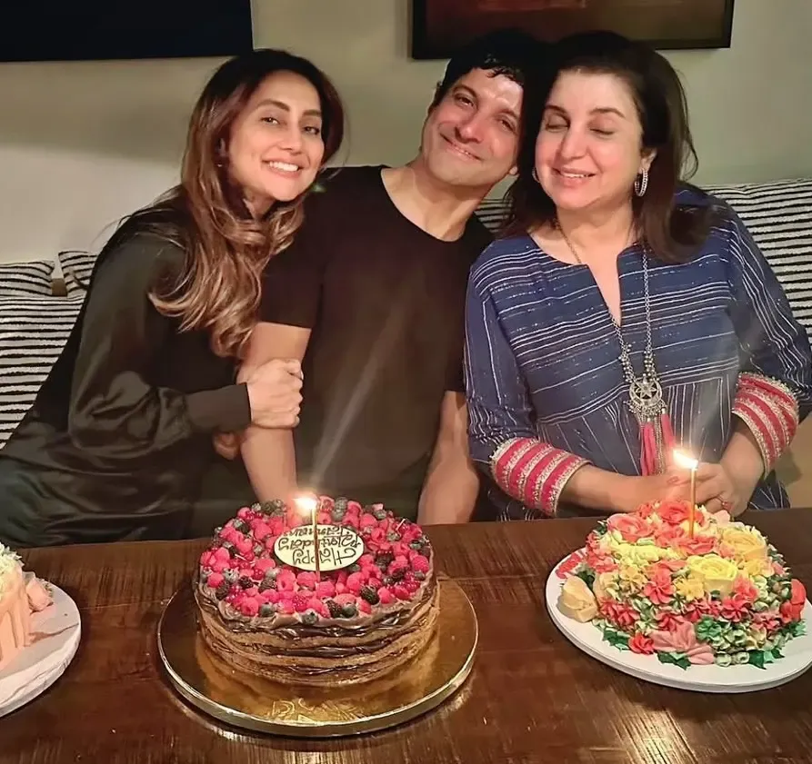 Farhan Akhtar Rings in His Birthday with Cousin Farah Khan and Sister-in-Law Anusha Dandekar