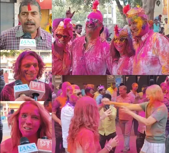 International Visitors Celebrate Holi in Varanasi