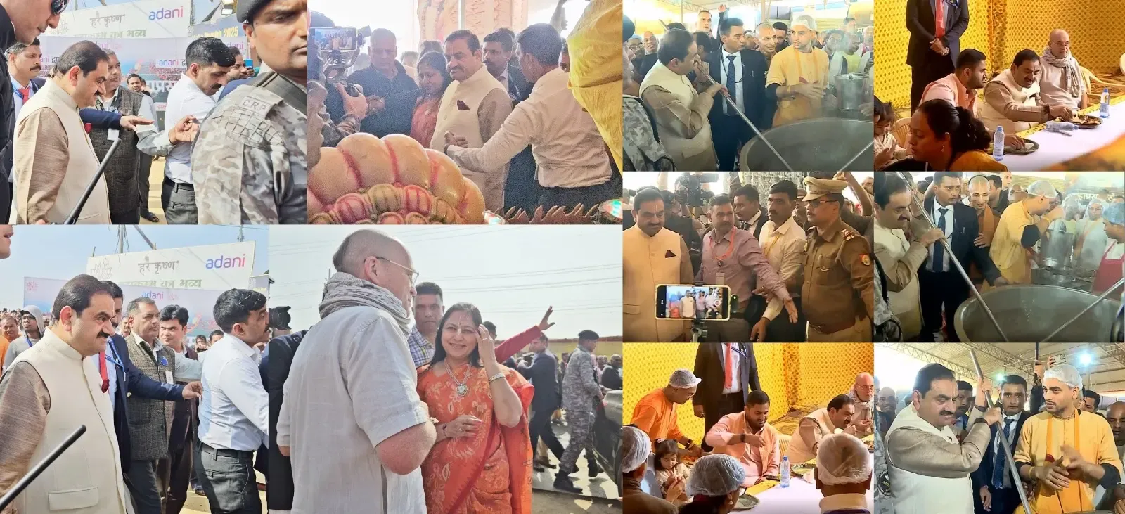 Gautam Adani Visits Maha Kumbh Mela in Prayagraj, Engages in Mahaprasad Service