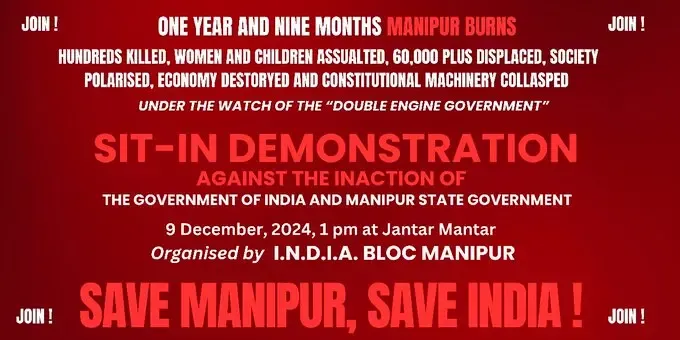 INDIA Alliance in Manipur Plans Sit-in Protest in Delhi Tomorrow