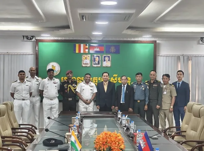 Indian Navy's Training Vessels Engage in Professional Exchanges in Cambodia