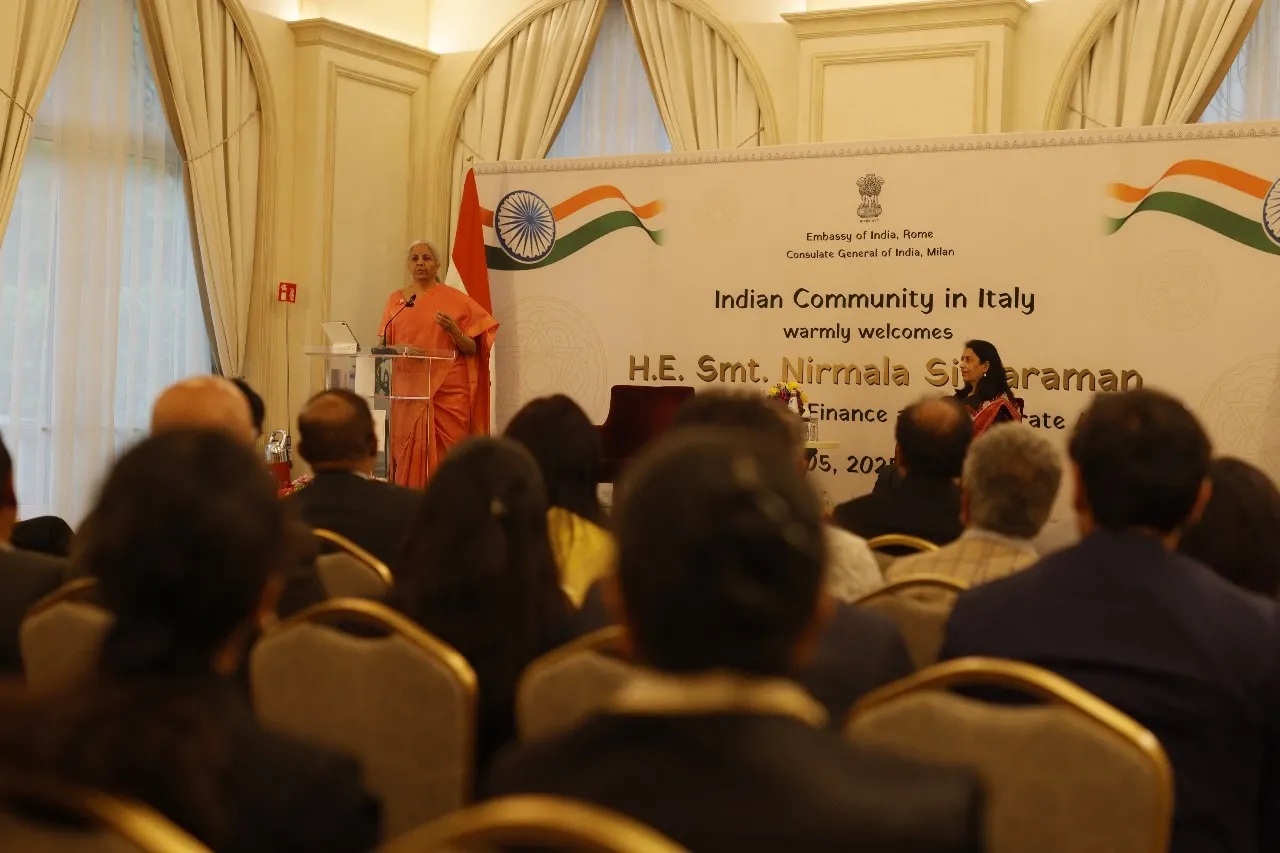 What Development Initiatives Did FM Sitharaman Discuss with the Indian Diaspora in Italy?