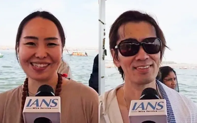 Japanese Visitors Experience Spiritual Joy at Maha Kumbh