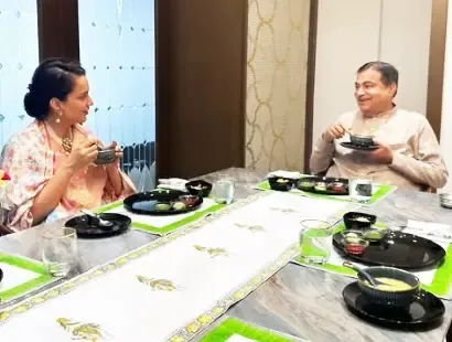 Kangana Ranaut Savors Sunday Breakfast with Nitin Gadkari