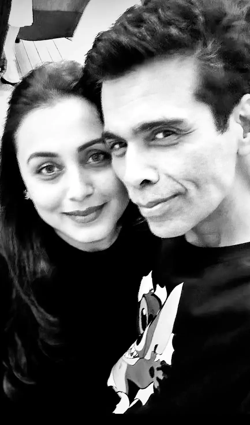 Karan Johar and Rani Mukerji Share Enchanting Monochrome Selfie