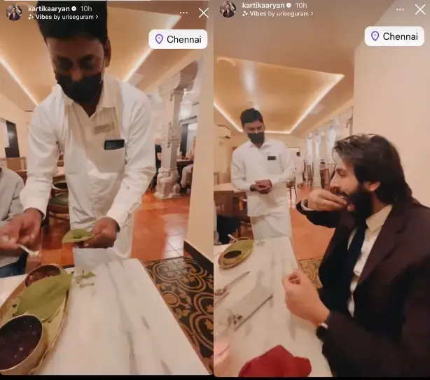 Kartik Aaryan Indulges in 'Meetha Paan' While in Chennai