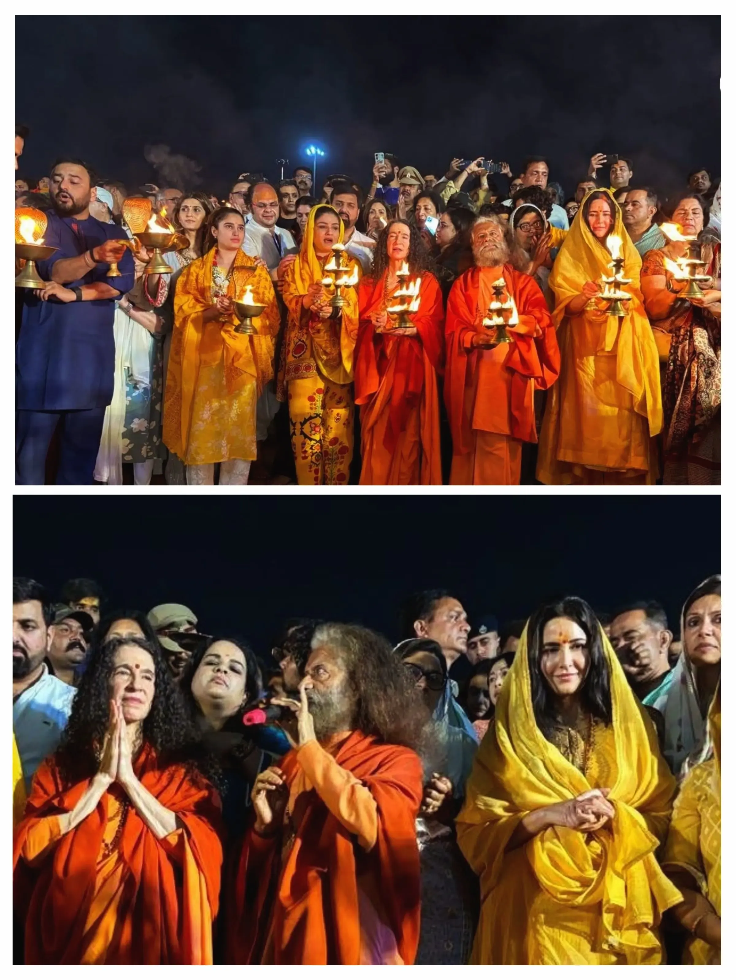 Katrina Kaif and Raveena Tandon Grace 'Ganga Aarti' at Maha Kumbh
