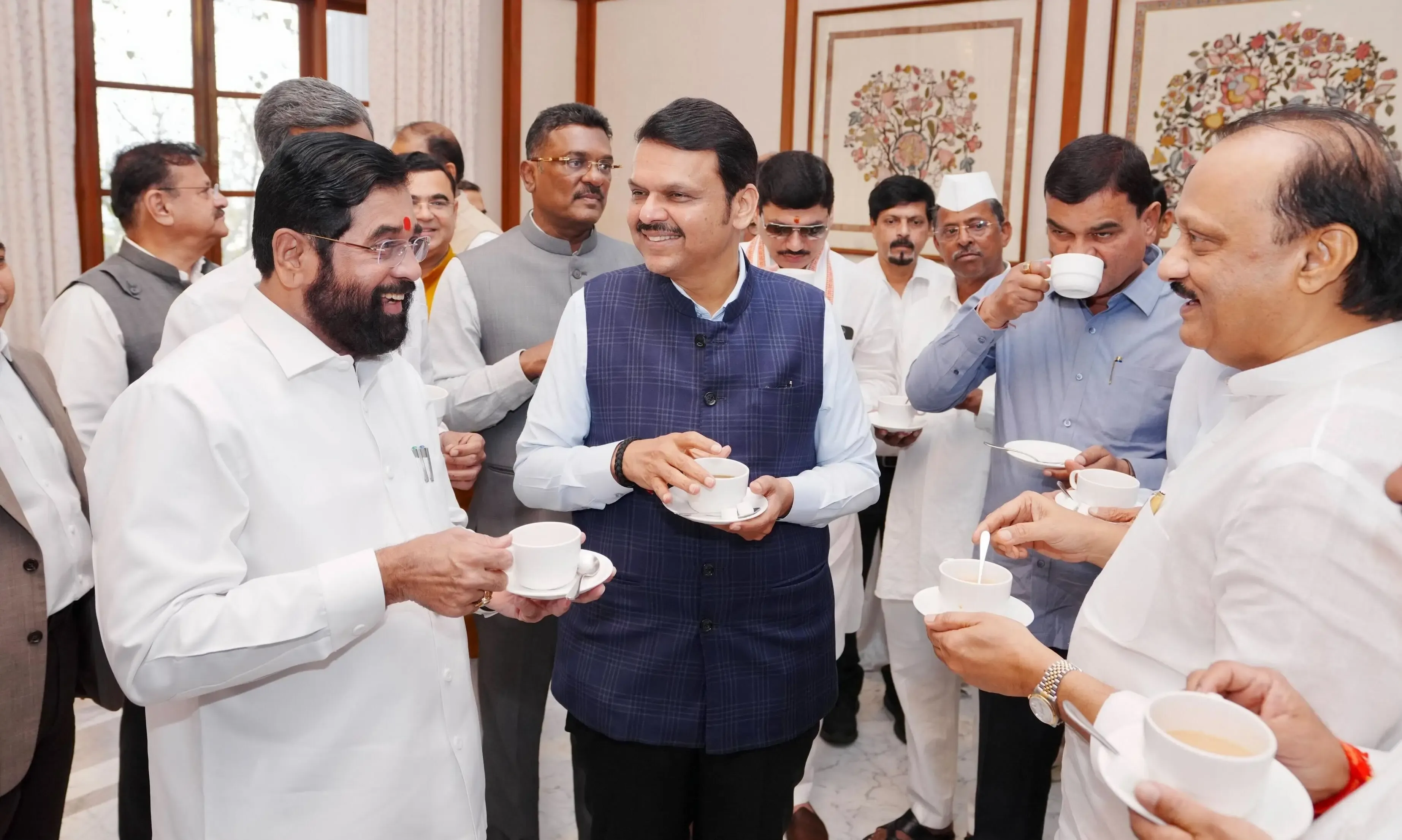 Maharashtra's CM and Dy CMs Share a Light Moment Over Chair Swap