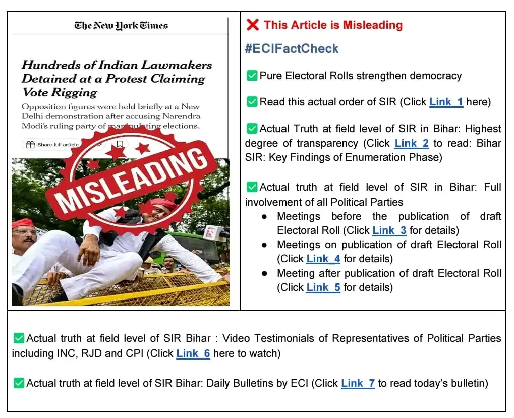 Is the ECI Right to Call NYT's Report 'Misleading'?