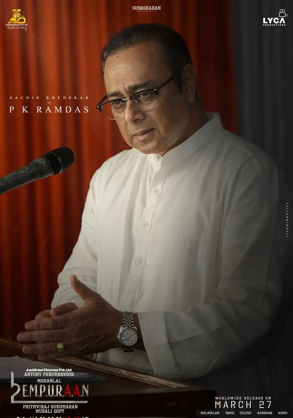 Mohanlal Presents Sachin Khedekar as P K Ramdas in L2: Empuraan