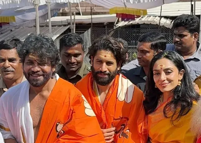 Naga Chaitanya and Sobhita Dhulipala's Temple Visit in Andhra Pradesh with Nagarjuna