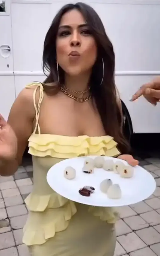 Is Nia Sharma Enjoying Her Touch Up with Litchi?