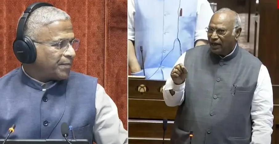 Kharge Accuses Those in Power of Seeking Constitutional Changes in Rajya Sabha
