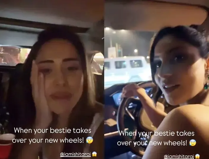 Nushrratt's Amusing Reaction as Best Friend Ishita Raj Takes Control of Her New Car
