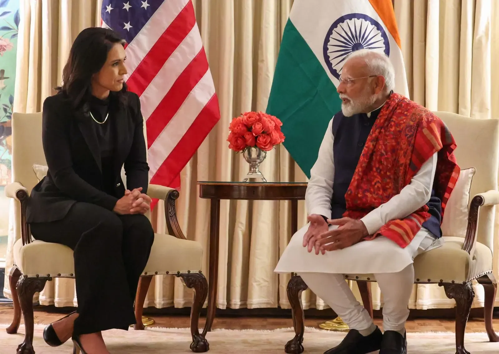 PM Modi Engages with Tulsi Gabbard, Praises Her Role in India-US Relations