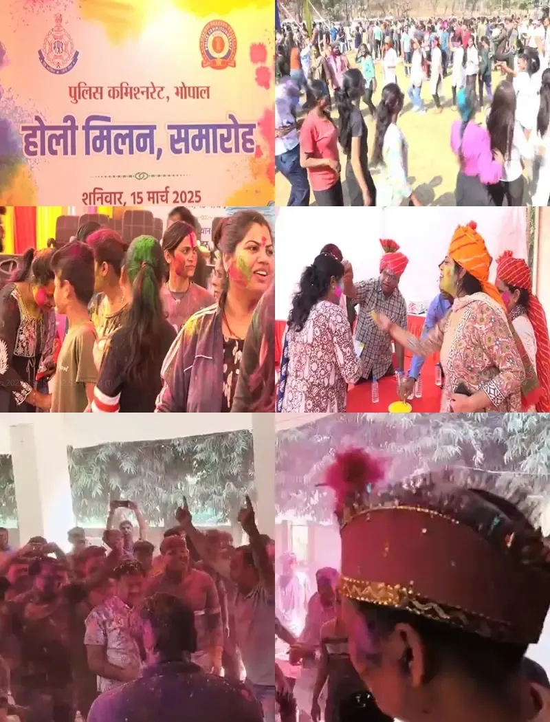 Police Officers Revel in Holi Festivities in Bhopal and Ballia