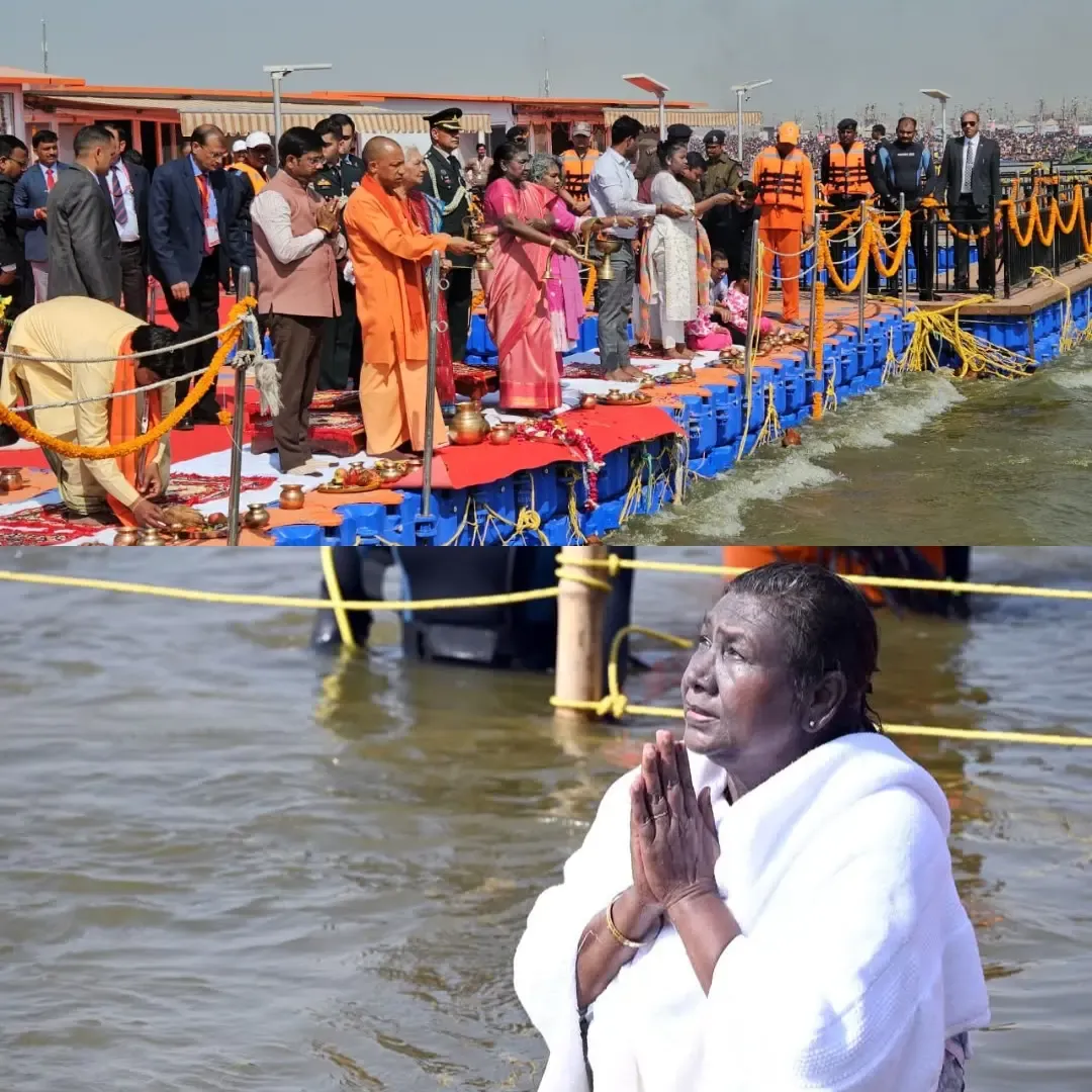 President Murmu Performs Sacred Ritual at Triveni Sangam During Maha Kumbh