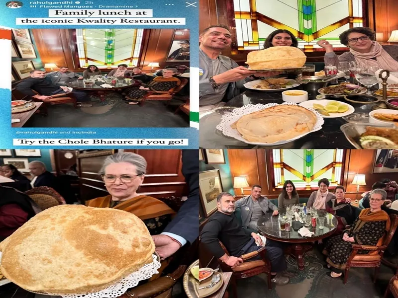 Gandhi Family Enjoys Chole Bhature at Kwality Restaurant with Sonia Gandhi's Presence