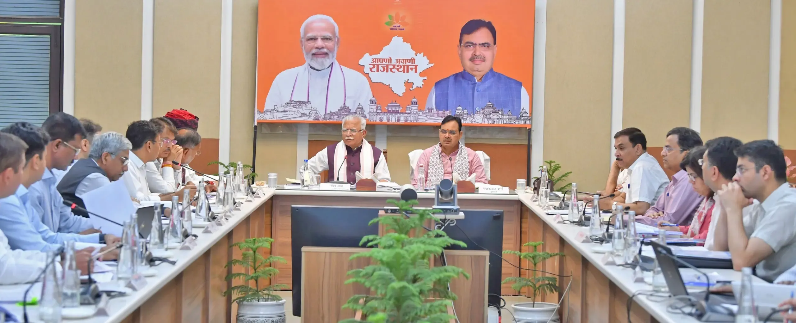 What Insights Were Shared in the Review Meeting Between Raj CM and Union Minister Manohar Lal?