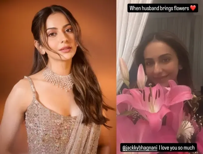 Rakul Radiates Joy as Husband Jackky Bhagnani Delivers Flowers