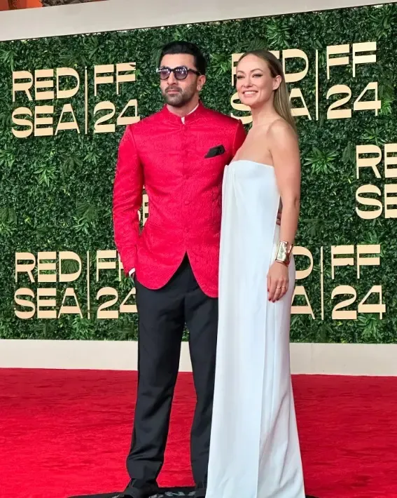 Ranbir Kapoor Stuns on the Red Carpet Alongside Olivia Wilde at the Red Sea Film Festival
