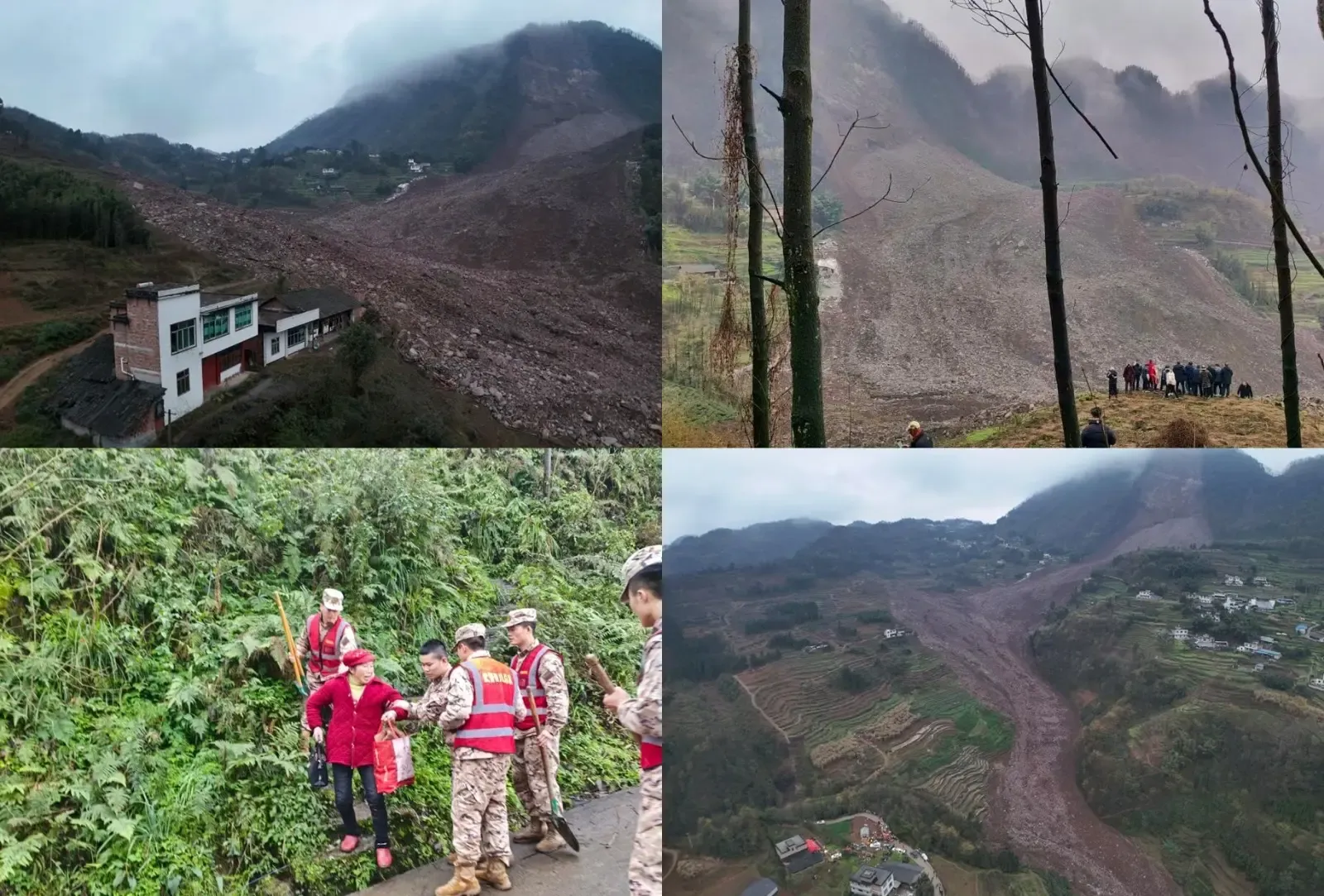 Ongoing Rescue Operations After Landslide Strikes Village in China