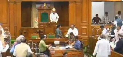 What led to the uproar on the first day of the Bihar Assembly Monsoon session?