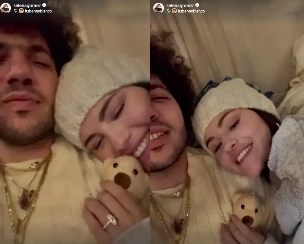 Selena Gomez Snuggles with Benny Blanco, Shows Off Engagement Ring