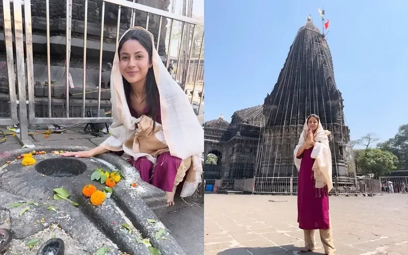 Shehnaaz Gill seeks blessings at Trimbakeshwar Temple on Maha Shivratri 