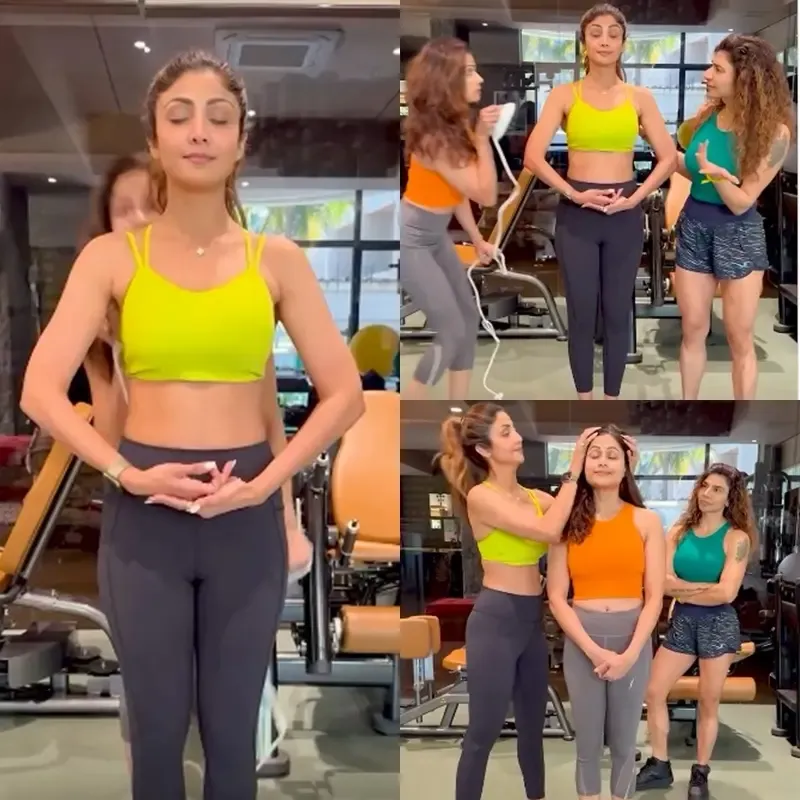 Shilpa Shetty and Shamita Playfully Challenge Their Gym Trainer