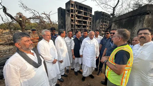 Ahmedabad: Mallikarjun Kharge tours the site of the plane crash