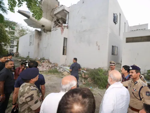 Amit Shah tours the site of the Air India crash in Ahmedabad