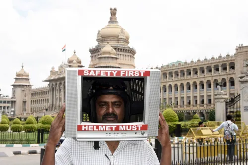 Artist Advocates for Helmet Safety in Bengaluru